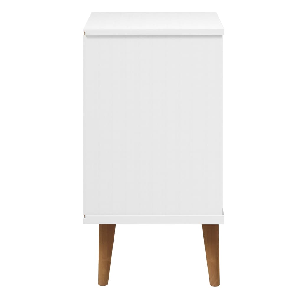 vidaXL Mesa de cabeceira MOLDE 40x35x65 cm pinho maciço branco