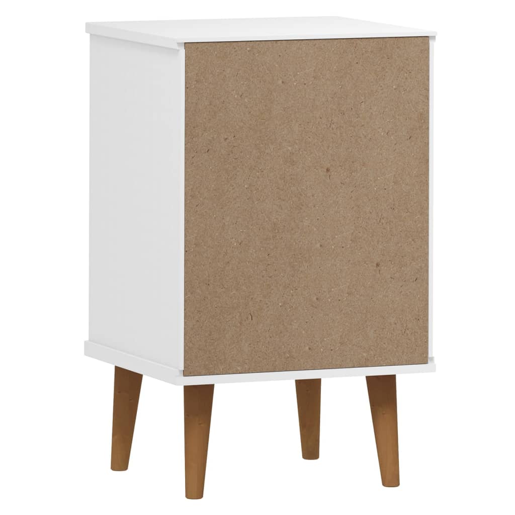 vidaXL Mesa de cabeceira MOLDE 40x35x65 cm pinho maciço branco