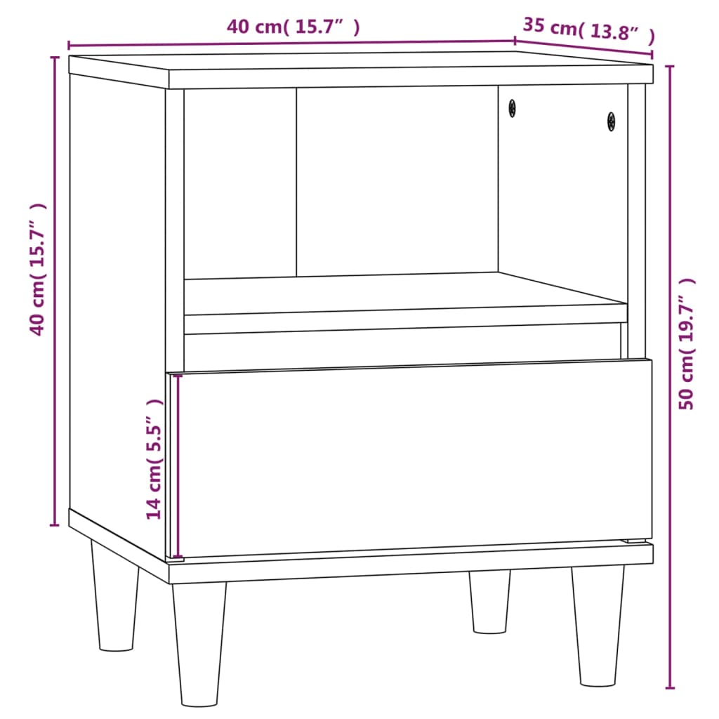 vidaXL Mesas de cabeceira 2 pcs 40x35x50 cm preto