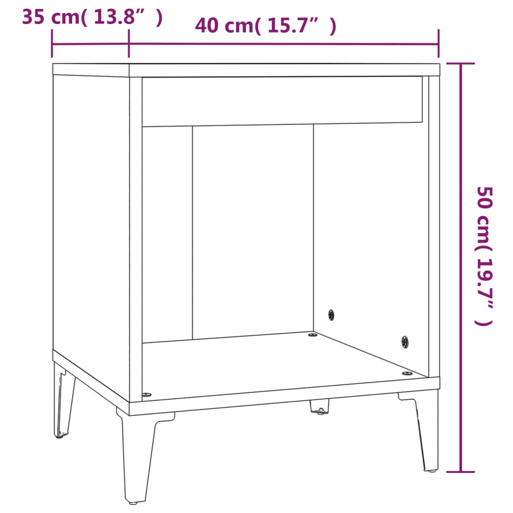 vidaXL Mesas de cabeceira 2 pcs 40x35x50 cm cor carvalho fumado