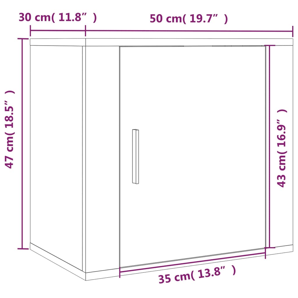 vidaXL Mesa de cabeceira de parede 50x30x47 cm carvalho fumado