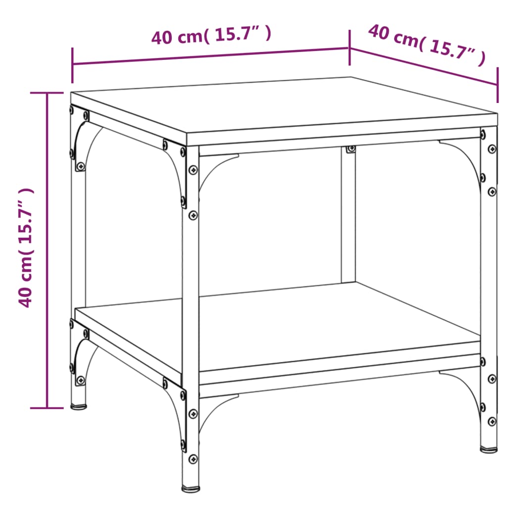 vidaXL Mesas de apoio 2 pcs 40x40x40 cm derivados madeira cinza sonoma