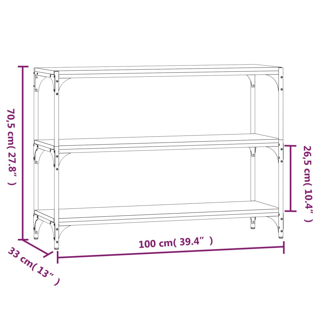 vidaXL Estante 100x33x70,5 cm derivados de madeira e aço preto