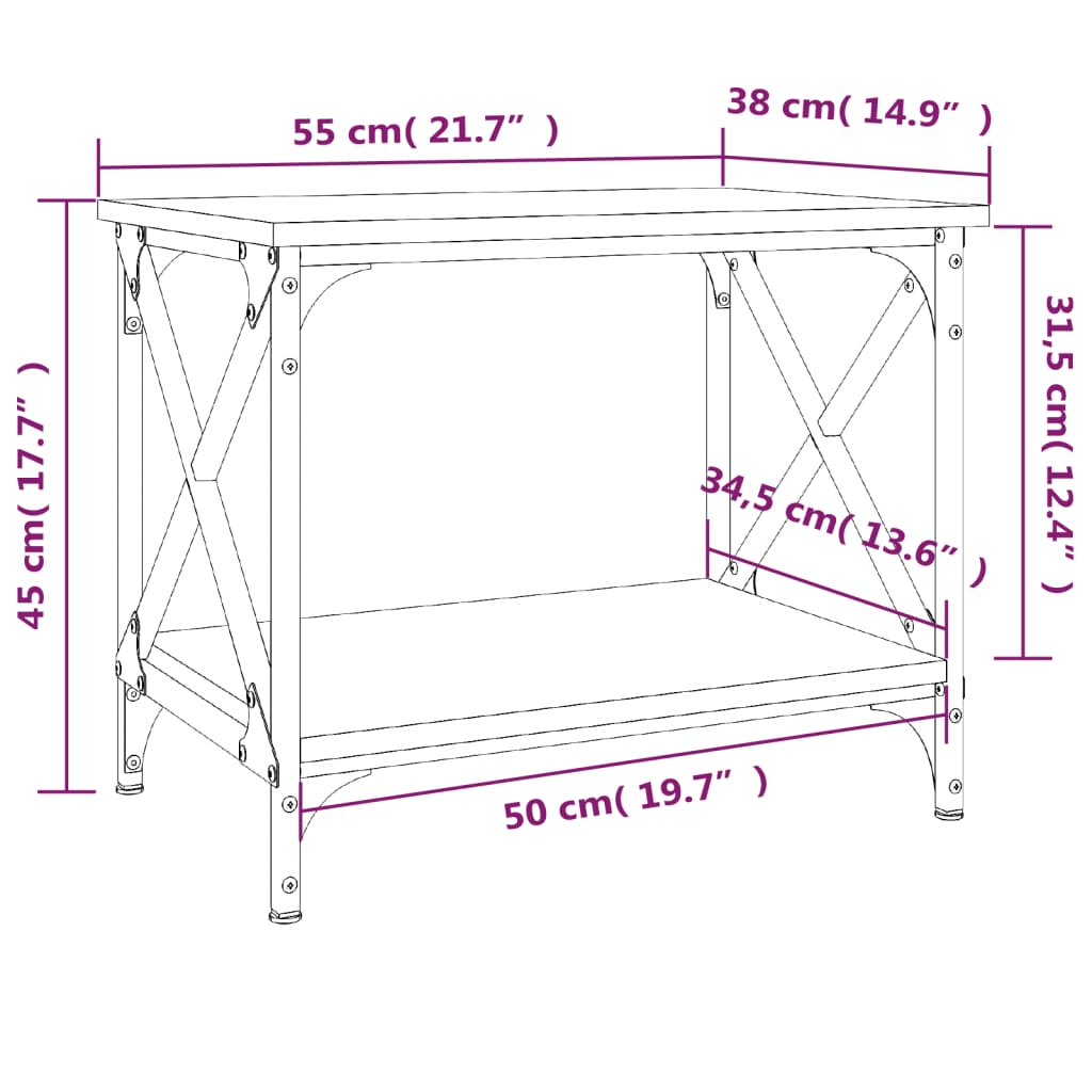 vidaXL Mesa de apoio 55x38x45 cm derivados de madeira preto