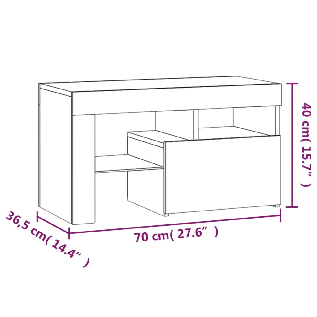 vidaXL Mesas cabeceira c/ LEDs 2 pcs 70x36,5x40 cm cinzento sonoma