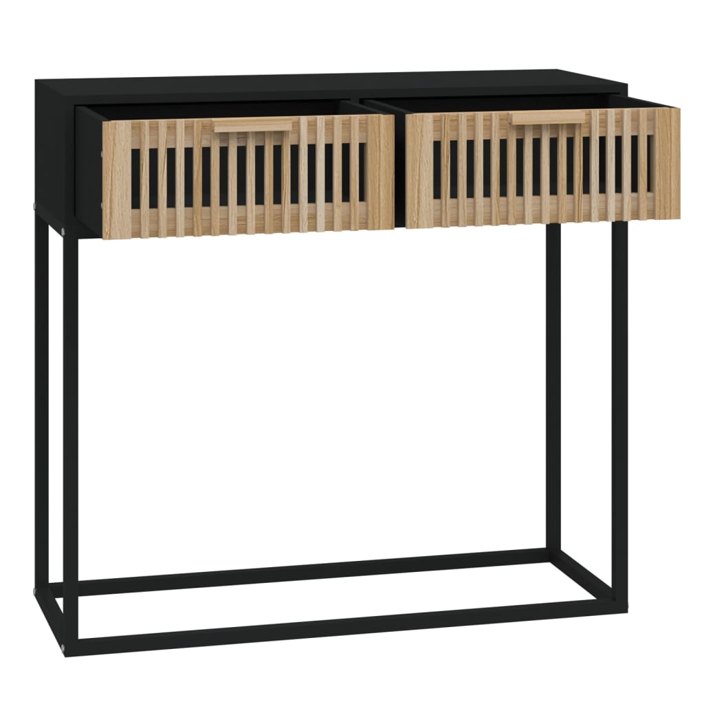 vidaXL Mesa consola 80x30x75 cm derivados de madeira e ferro preto