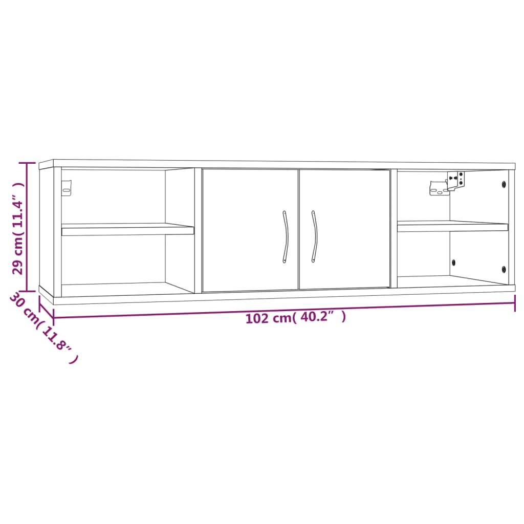 vidaXL Estante 102x30x29 cm derivados de madeira cinzento sonoma