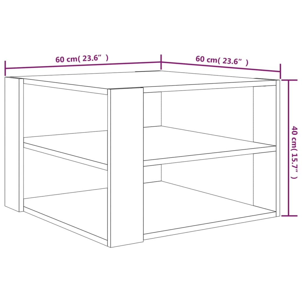 vidaXL Mesa de centro 60x60x40 cm derivados madeira carvalho castanho