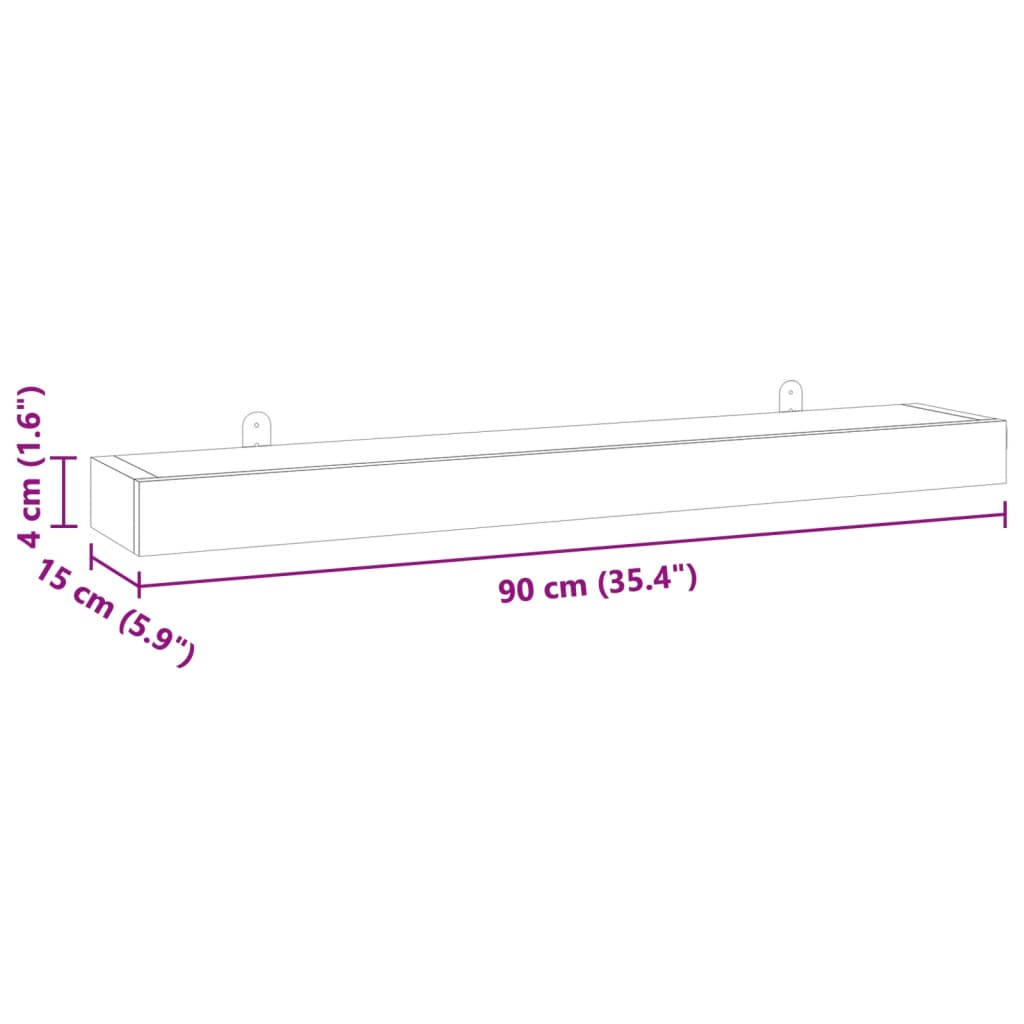 vidaXL Prateleiras de parede 2 pcs 90x15x4 cm madeira de teca maciça