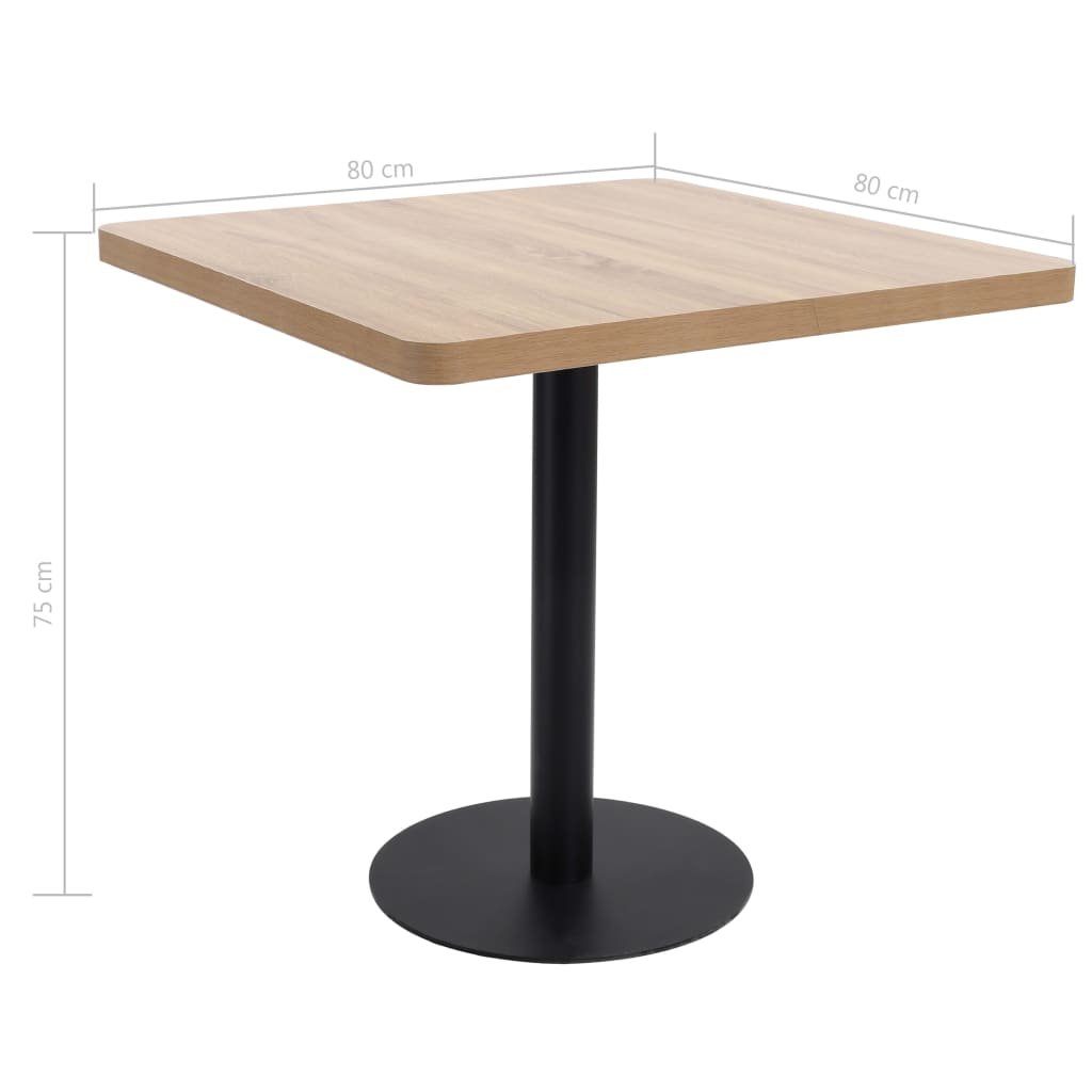 vidaXL Mesa bistrô 80x80 cm MDF castanho-claro