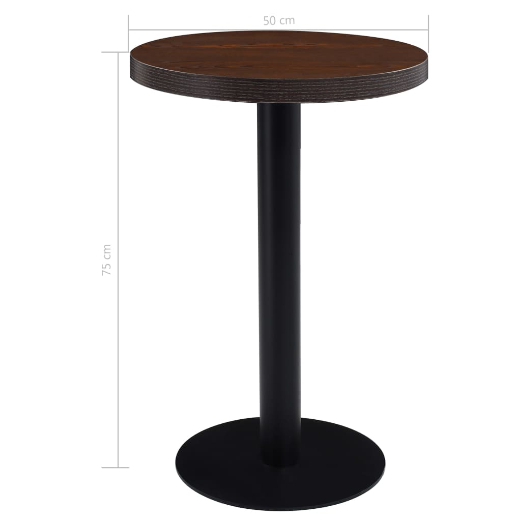 vidaXL Mesa bistrô 50 cm MDF castanho-escuro