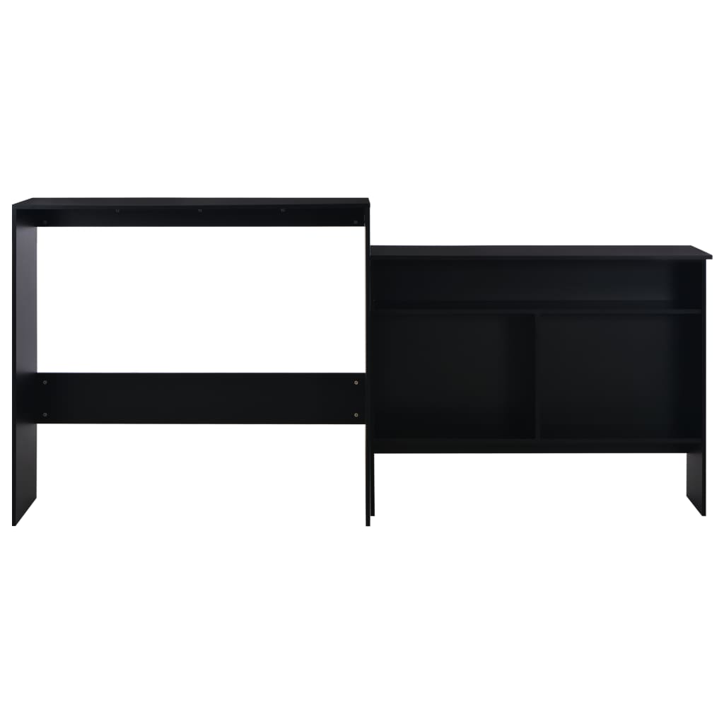 vidaXL Mesa de bar com 2 tampos preto 130x40x120 cm