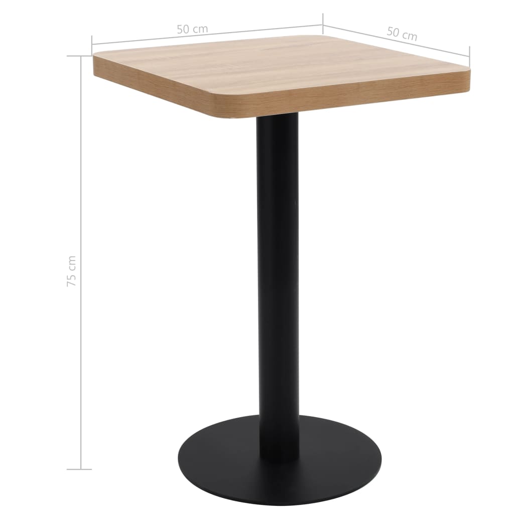 vidaXL Mesa bistrô 50x50 cm MDF castanho-claro