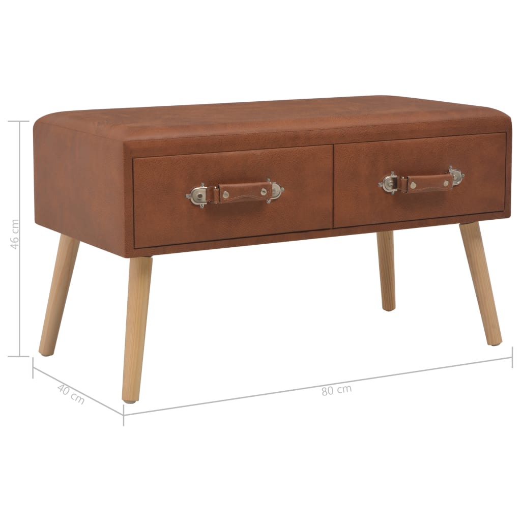 vidaXL Mesa de centro 80x40x46 cm couro artificial castanho