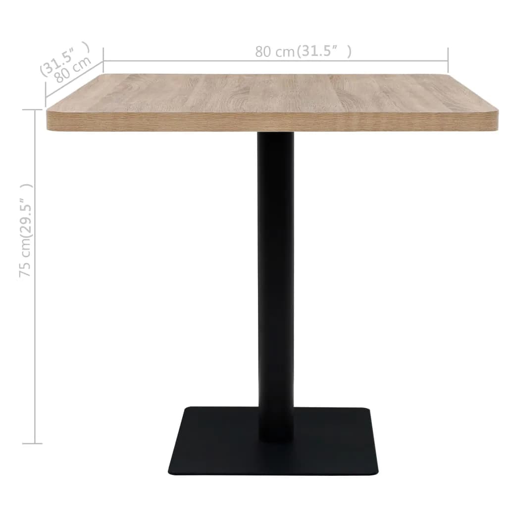 vidaXL Mesa bistrô em MDF e aço quadrada 80x80x75 cm cor de carvalho