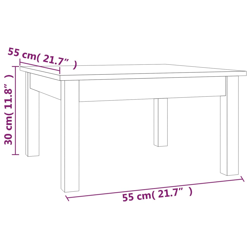 vidaXL Mesa de centro 55x55x30 cm pinho maciço castanho mel