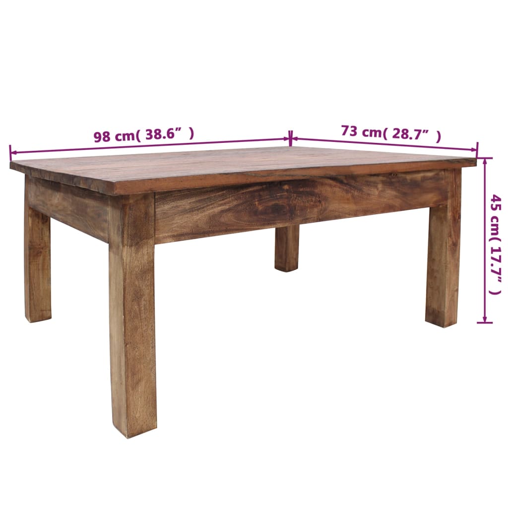 vidaXL Mesa de centro madeira reciclada maciça 98x73x45 cm