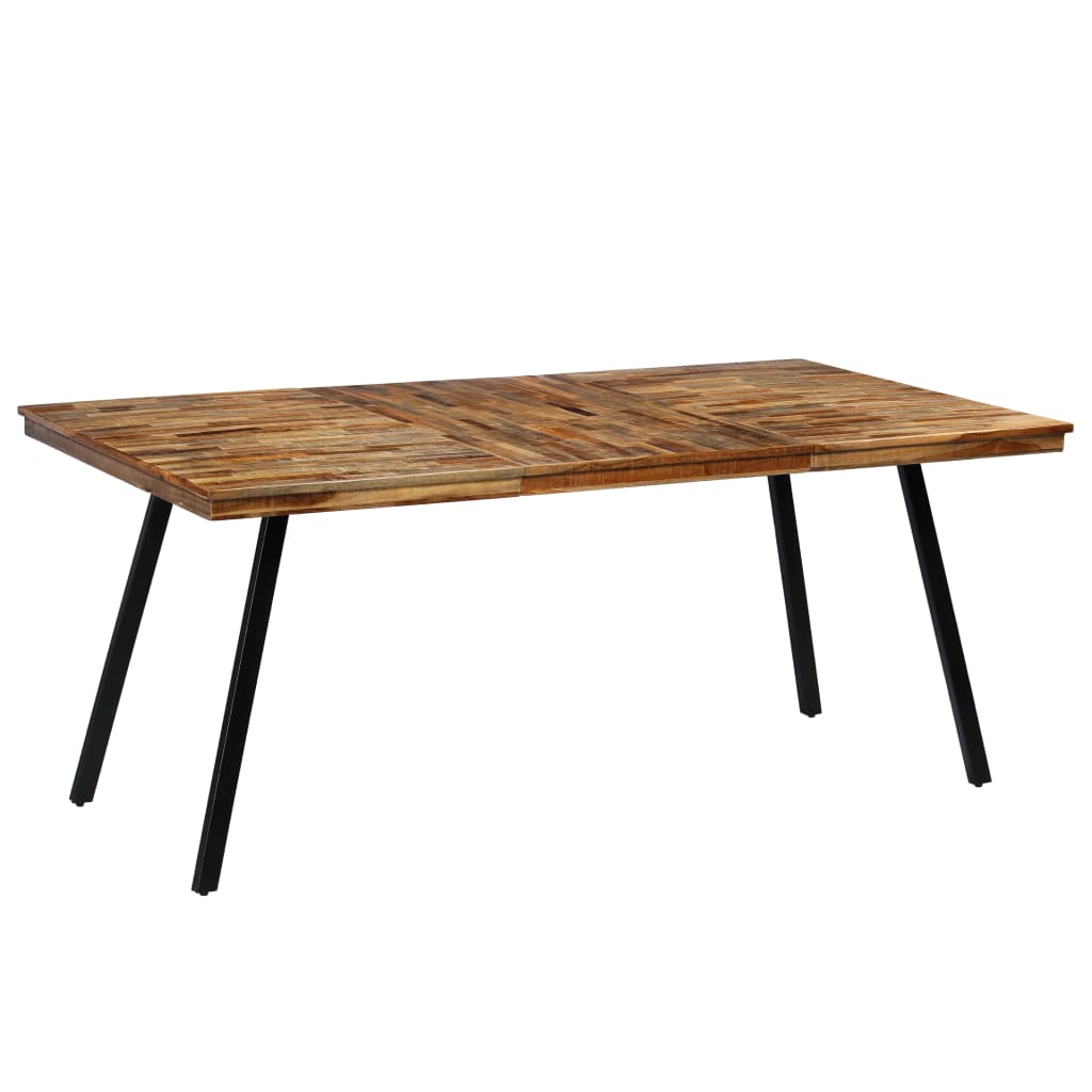 vidaXL Mesa de jantar madeira de teca recuperada e aço 180x90x76 cm