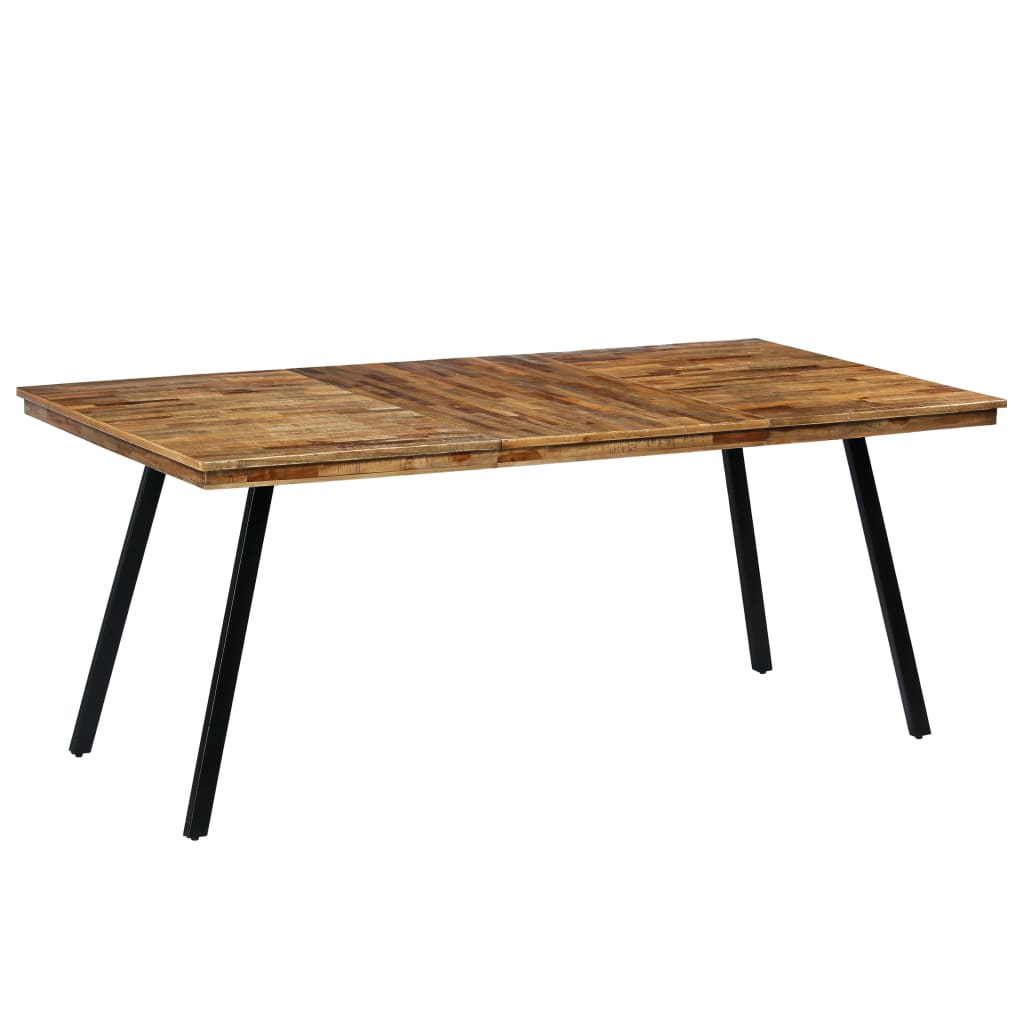 vidaXL Mesa de jantar madeira de teca recuperada e aço 180x90x76 cm