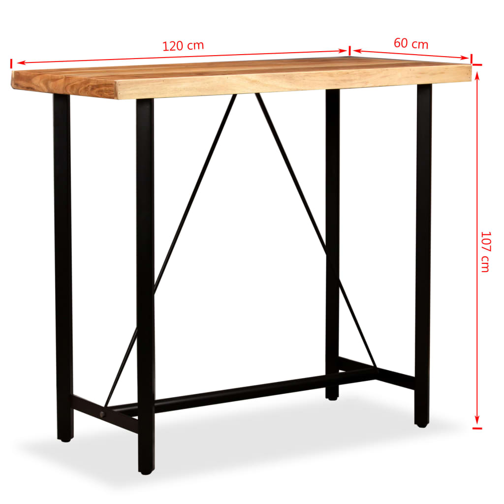 vidaXL Mesa de bar 120x60x107 cm madeira de acácia maciça