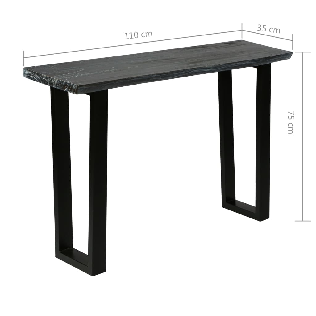 vidaXL Mesa consola em madeira de mindi maciça 110x35x75 cm cinzento