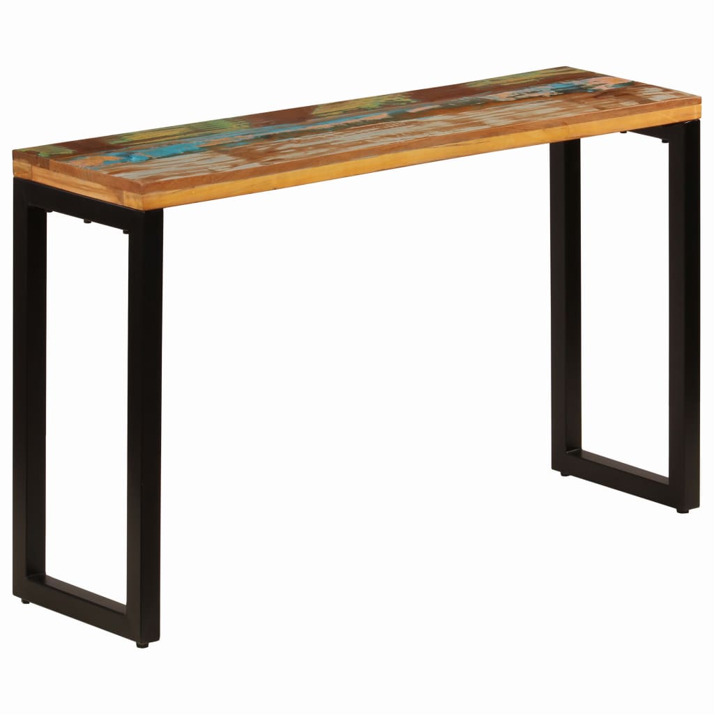 vidaXL Mesa consola 120x35x76 cm madeira recuperada maciça e aço