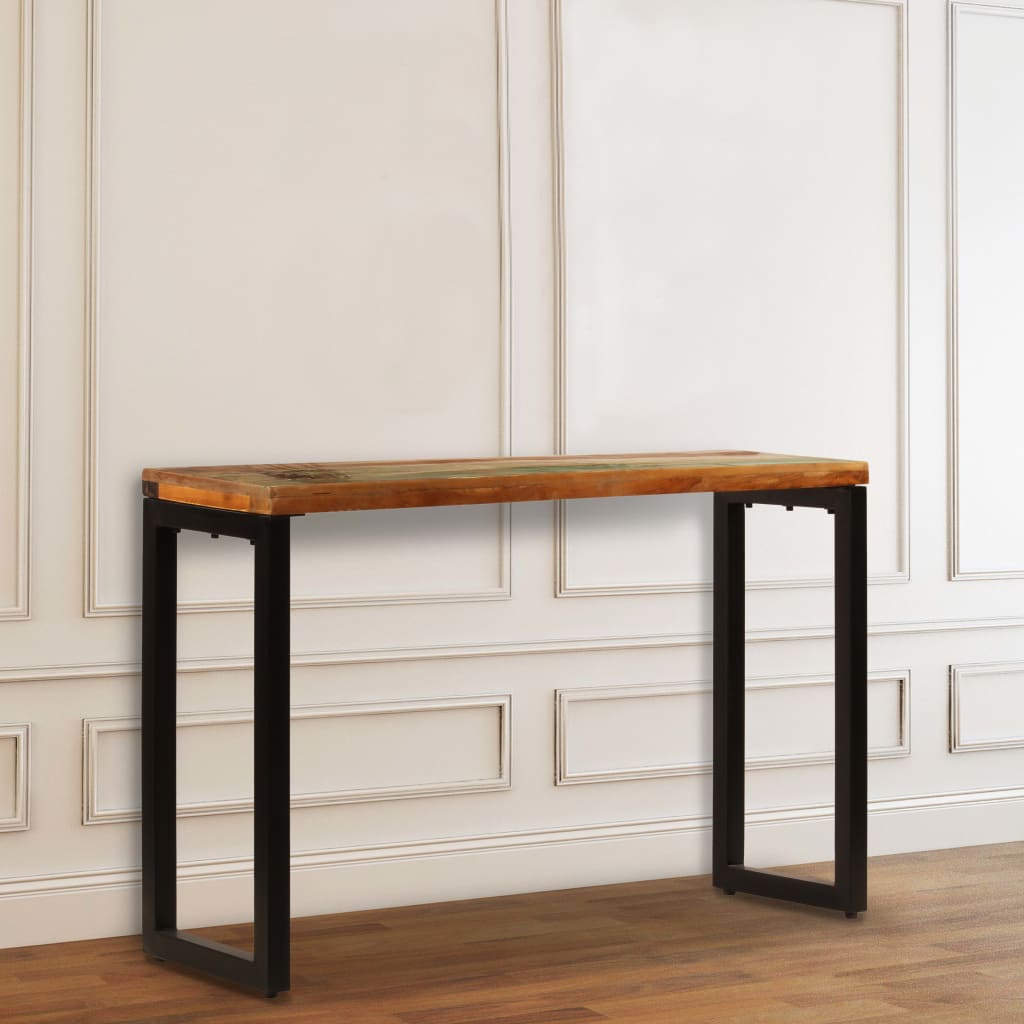 vidaXL Mesa consola 120x35x76 cm madeira recuperada maciça e aço