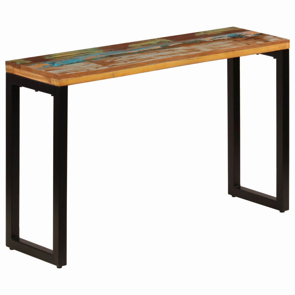 vidaXL Mesa consola 120x35x76 cm madeira recuperada maciça e aço