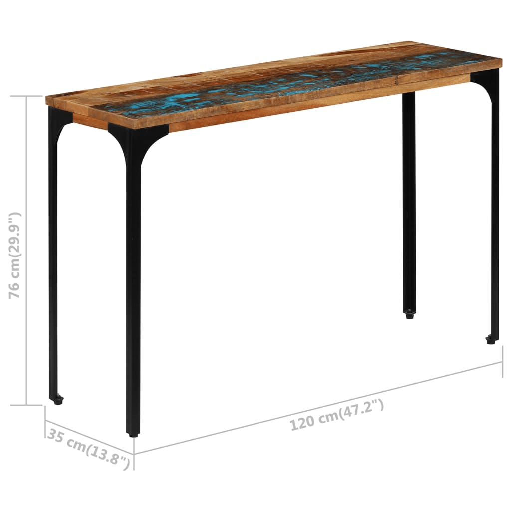 vidaXL Mesa consola 120x35x76 cm madeira recuperada maciça