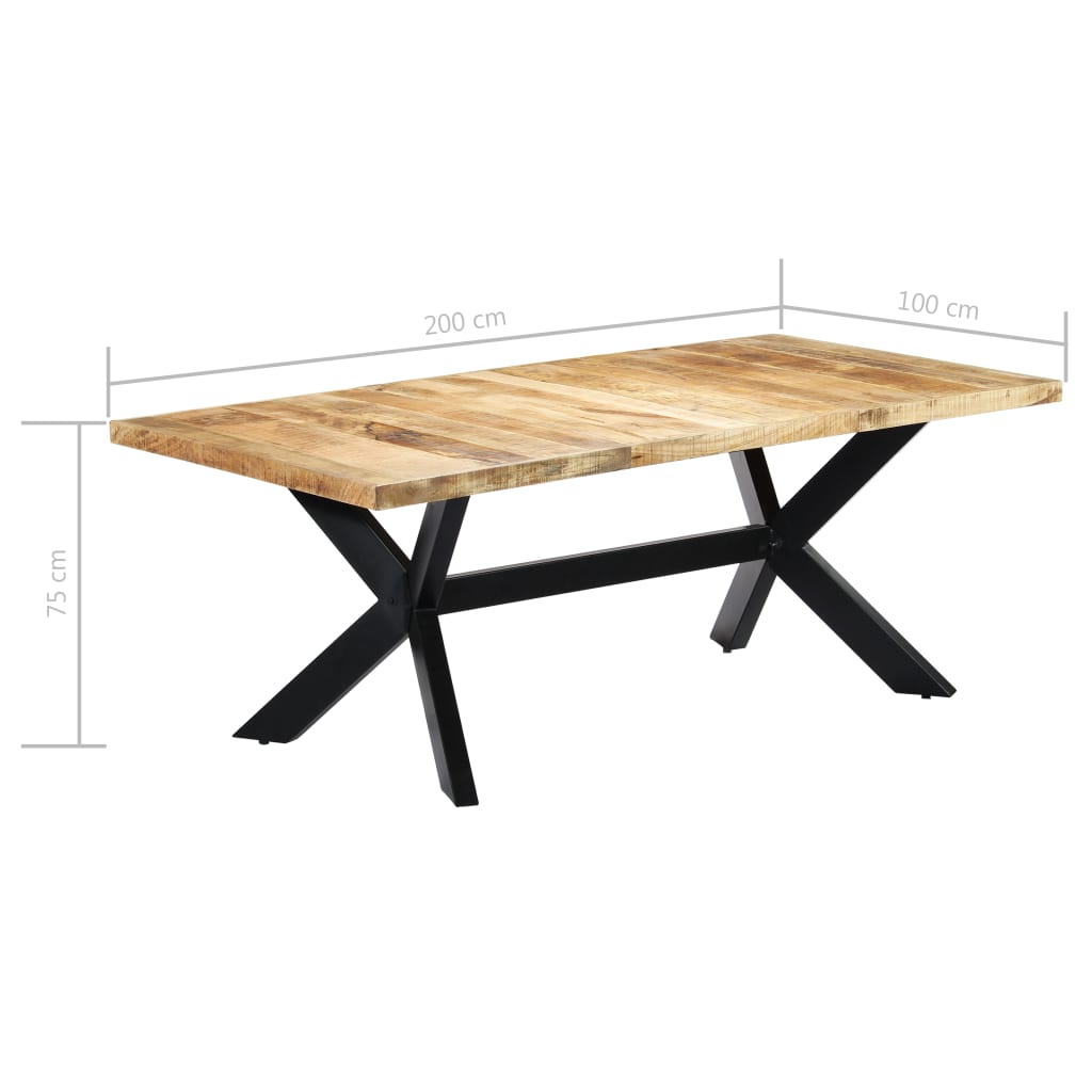 vidaXL Mesa de jantar 200x100x75 cm madeira de mangueira maciça