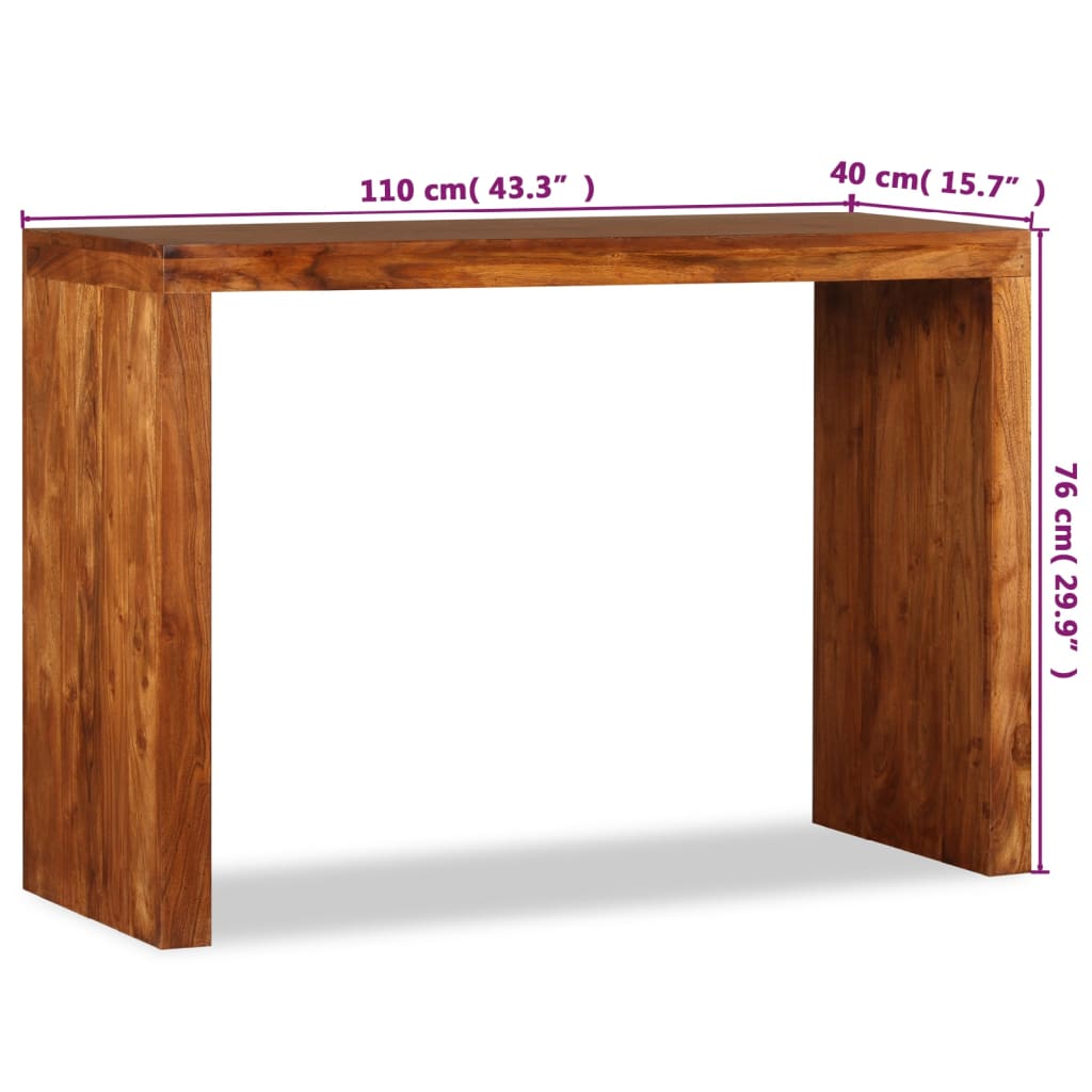 vidaXL Mesa consola madeira maciça c/ acabamento a mel 110x40x76 cm