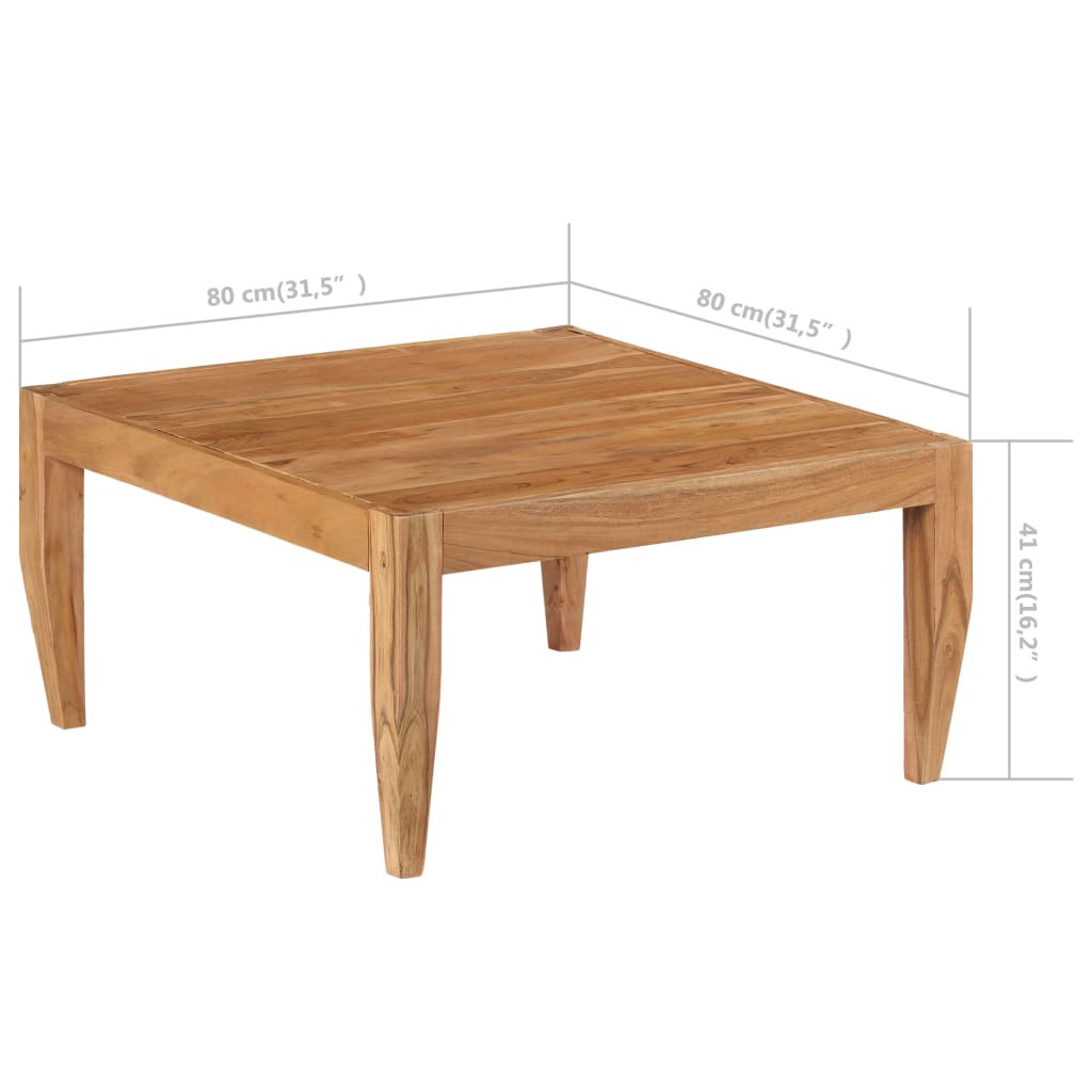 vidaXL Mesa de centro 80x80x41 cm madeira de acácia maciça castanho