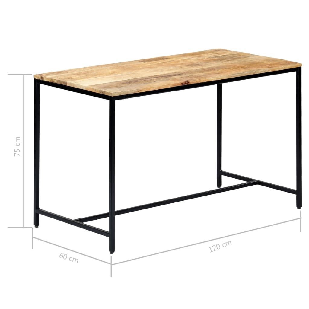 vidaXL Mesa de jantar 120x60x75 cm madeira de mangueira maciça áspera