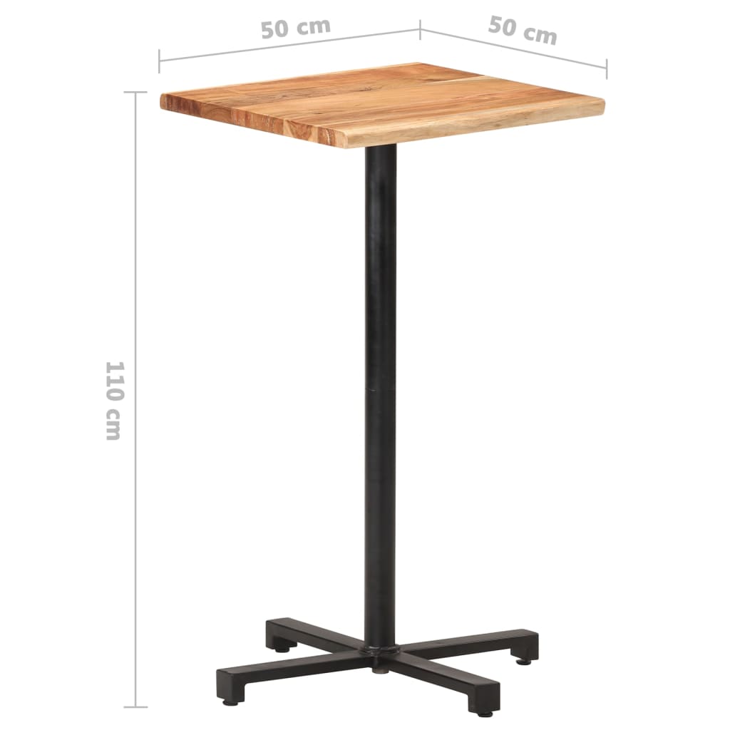 vidaXL Mesa de bar com arestas vivas 50x50x110 cm acácia maciça