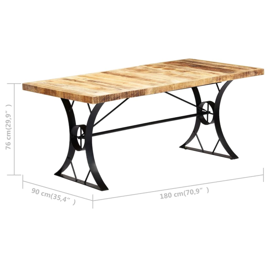 vidaXL Mesa de jantar madeira de mangueira maciça 180x90x76 cm