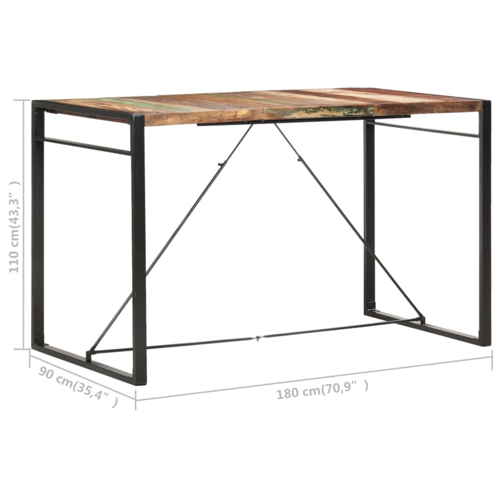 vidaXL Mesa de bar 180x90x110 cm madeira recuperada maciça