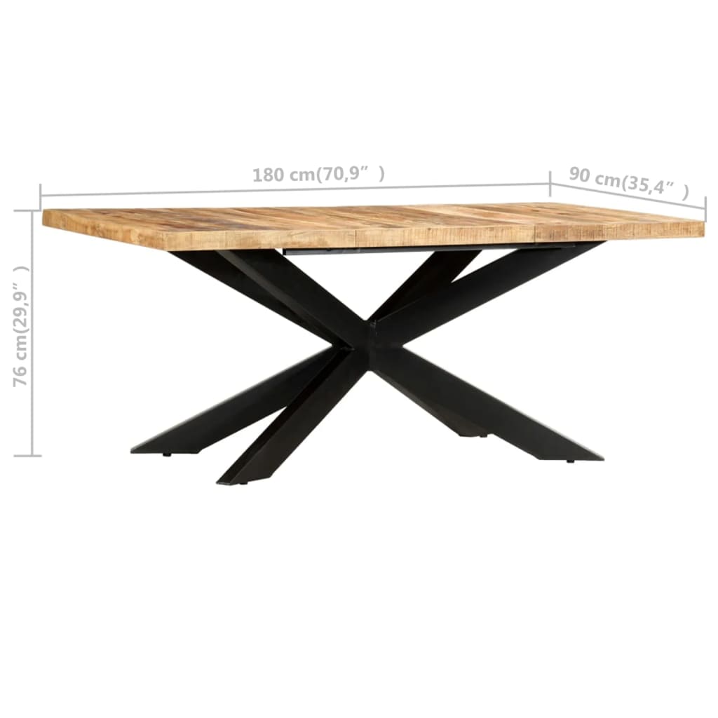 vidaXL Mesa de jantar 180x90x76 cm madeira de mangueira maciça áspera