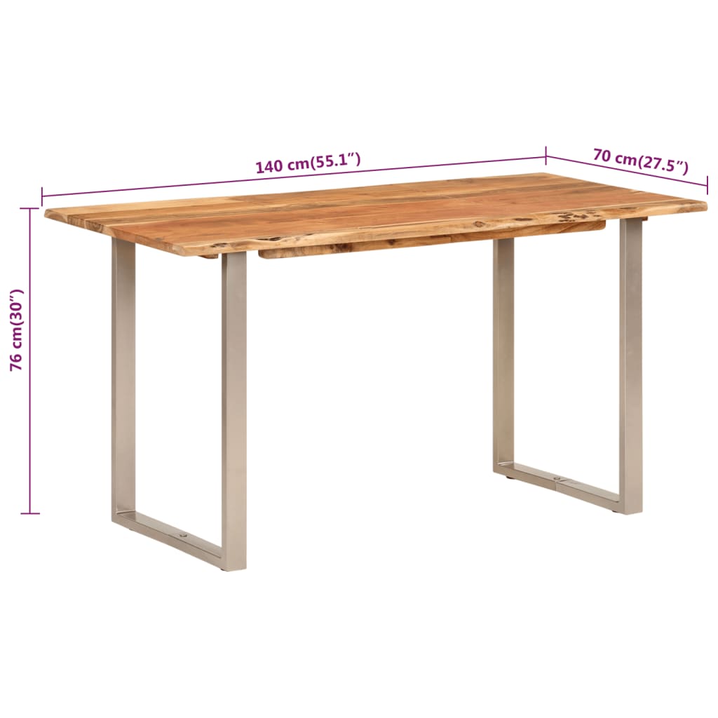 vidaXL Mesa de jantar 140x70x76 cm madeira de acácia maciça