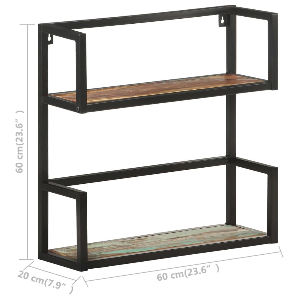 vidaXL Estante de parede 60x20x60 cm madeira recuperada maciça