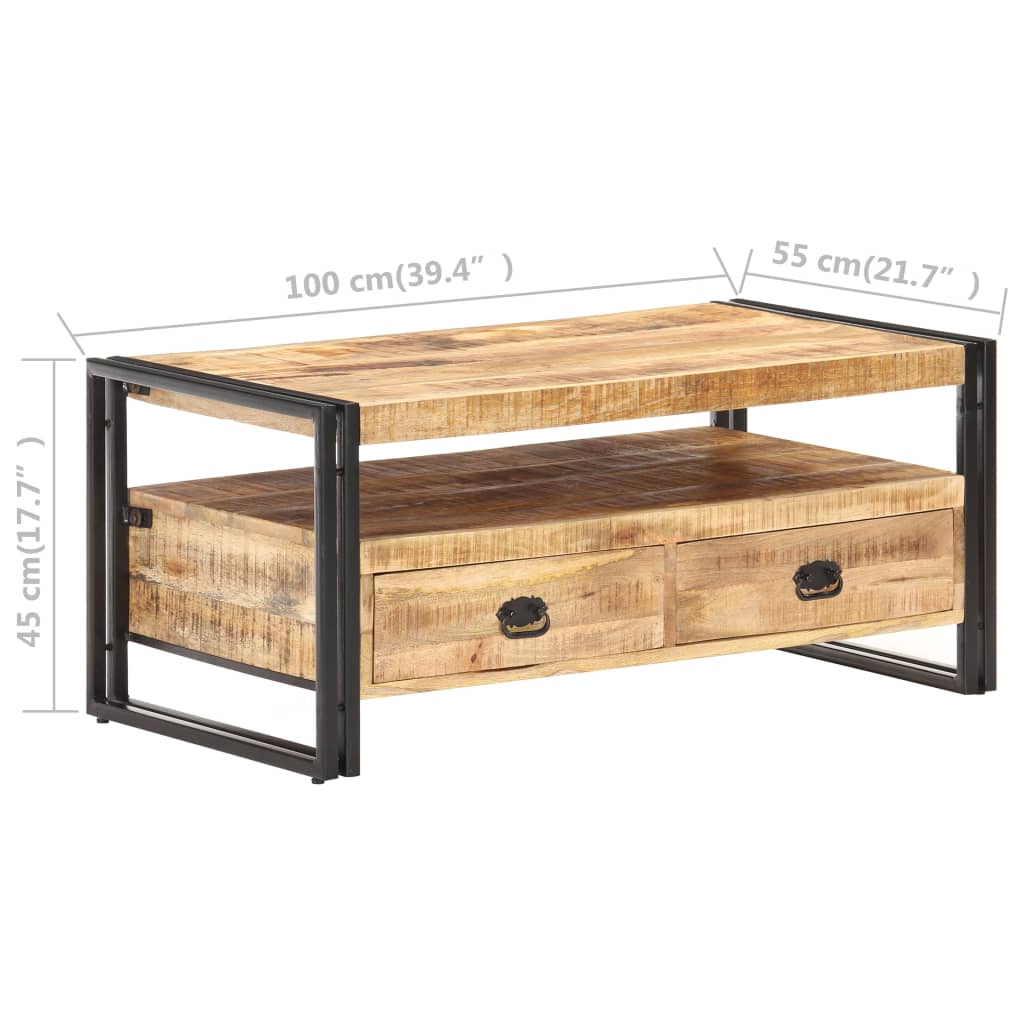 vidaXL Mesa de centro 100x55x45 cm madeira de mangueira áspera