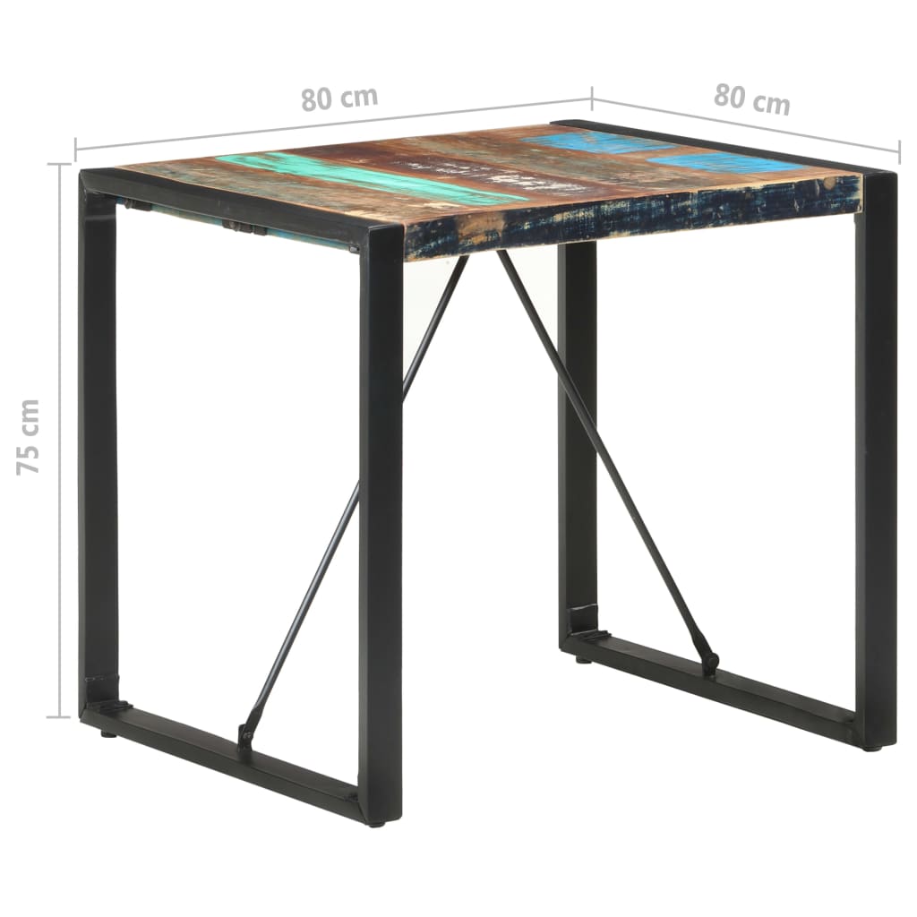 vidaXL Mesa de jantar 80x80x75 cm madeira recuperada maciça