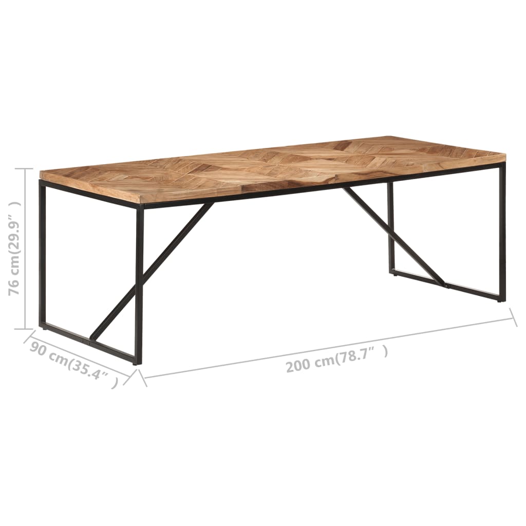 vidaXL Mesa de jantar 200x90x76 cm madeira acácia maciça e mangueira