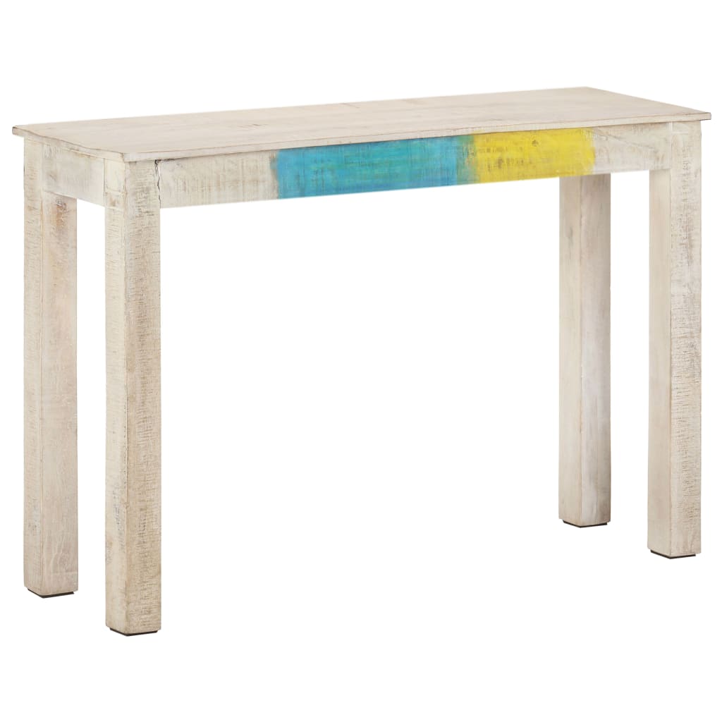 vidaXL Mesa consola 115x35x77 cm madeira de mangueira áspera branco