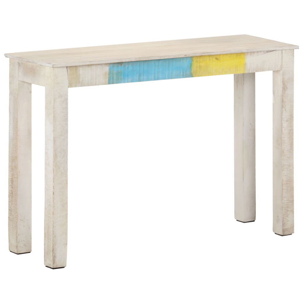 vidaXL Mesa consola 115x35x77 cm madeira de mangueira áspera branco