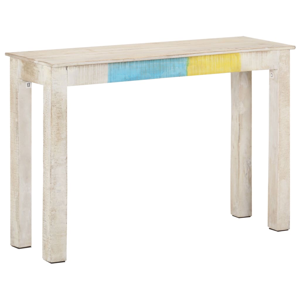 vidaXL Mesa consola 115x35x77 cm madeira de mangueira áspera branco