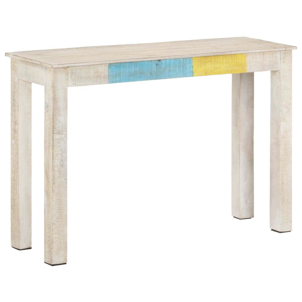 vidaXL Mesa consola 115x35x77 cm madeira de mangueira áspera branco