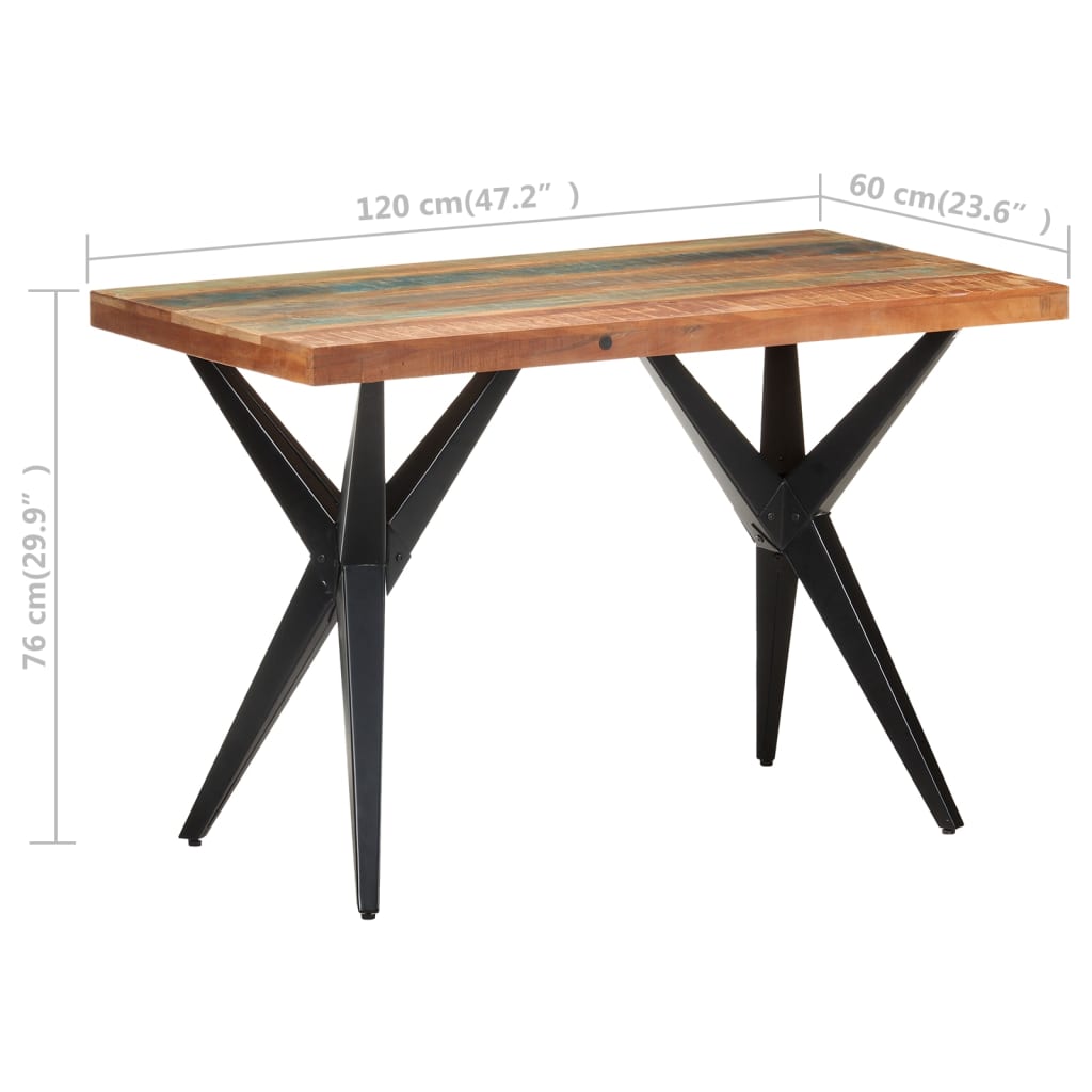 vidaXL Mesa de jantar 120x60x76 cm madeira recuperada maciça