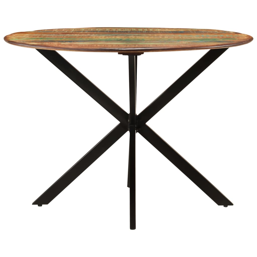 vidaXL Mesa de jantar Ø110x78 cm madeira recuperada maciça e aço