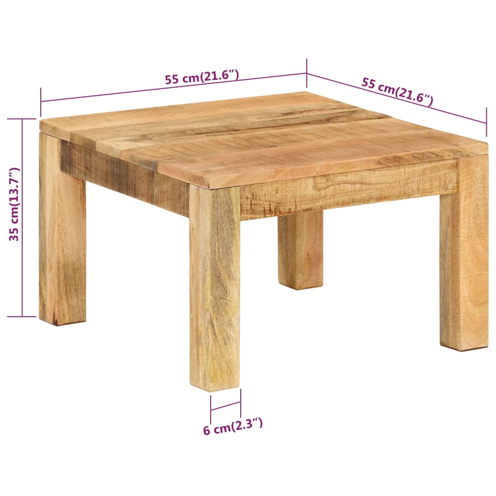 vidaXL Mesa de centro 55x55x35 cm madeira de mangueira maciça