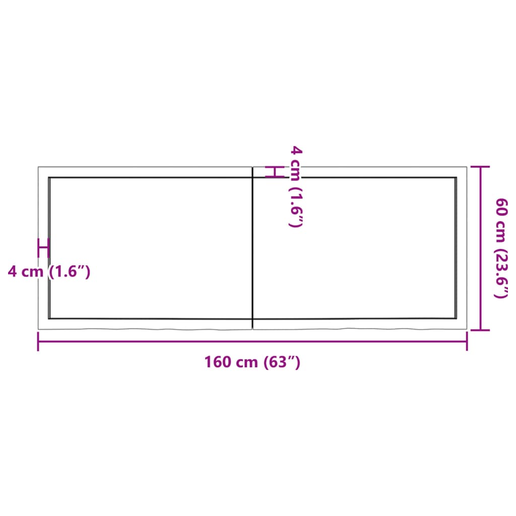 vidaXL Prateleira de parede 160x60x(2-4)cm carvalho maciço não tratado